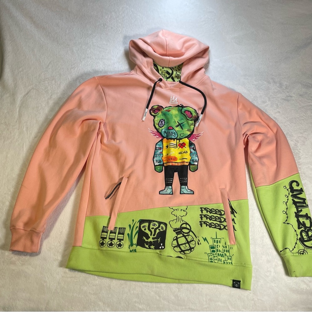 Civilized Rich Money Bear Embroidered Sweatshirt Hoodie XL DISCONTINUED RARE